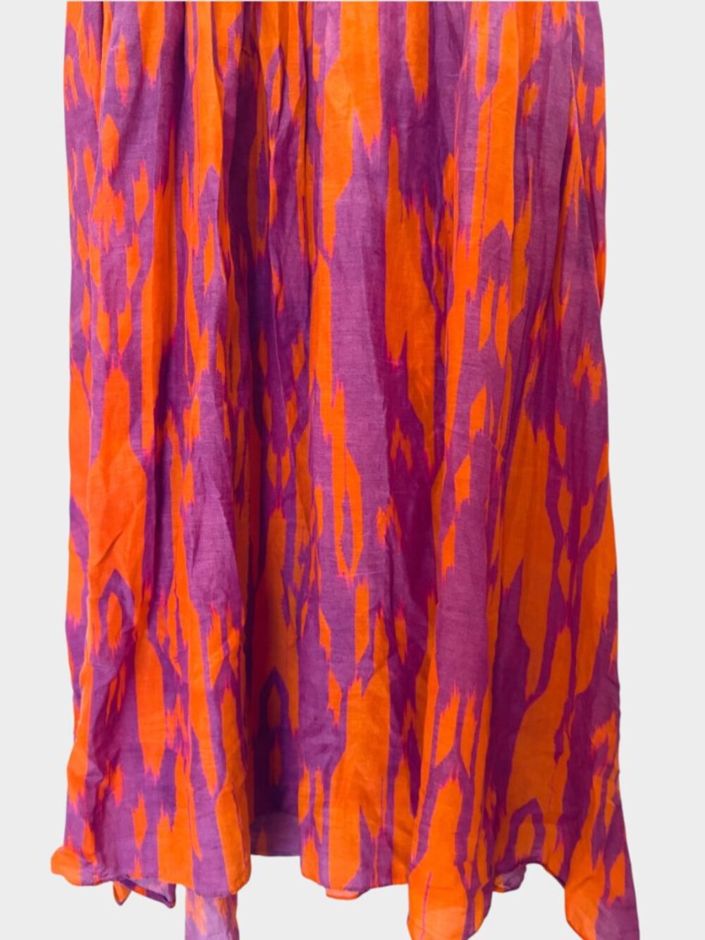 Maria Cher Targatal Midi Dress Square Neck Side Zipper, Orange Lilac - Picture 6 of 12